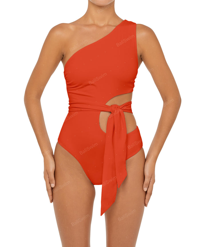 BSWS-S55 Cut Out One Shoulder Swimsuit