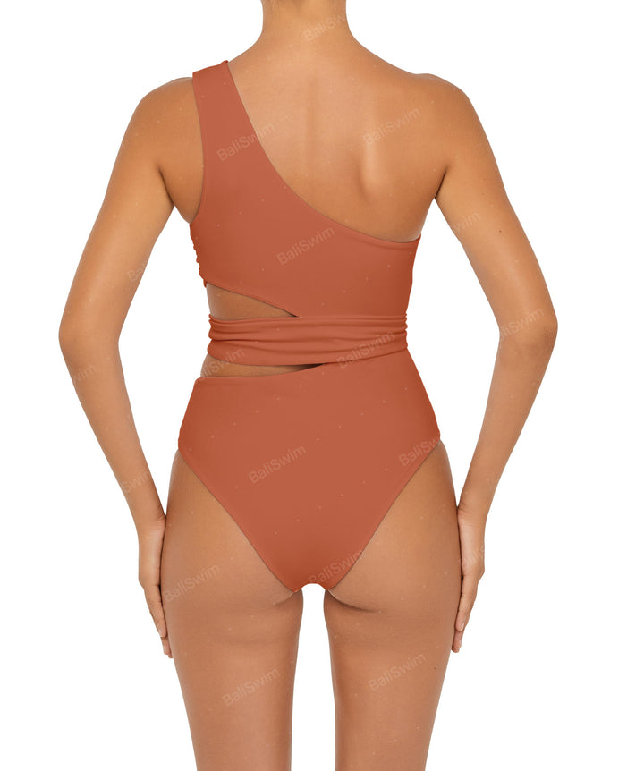BSWS-S55 Cut Out One Shoulder Swimsuit