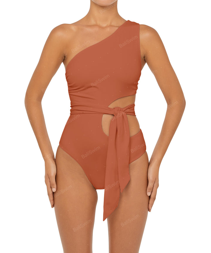 BSWS-S55 Cut Out One Shoulder Swimsuit