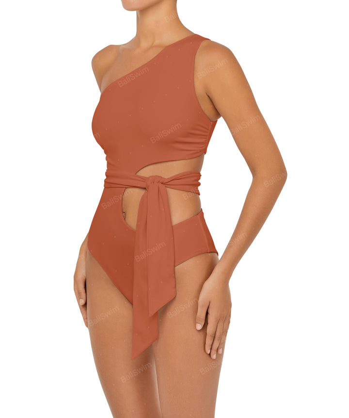 BSWS-S55 Cut Out One Shoulder Swimsuit