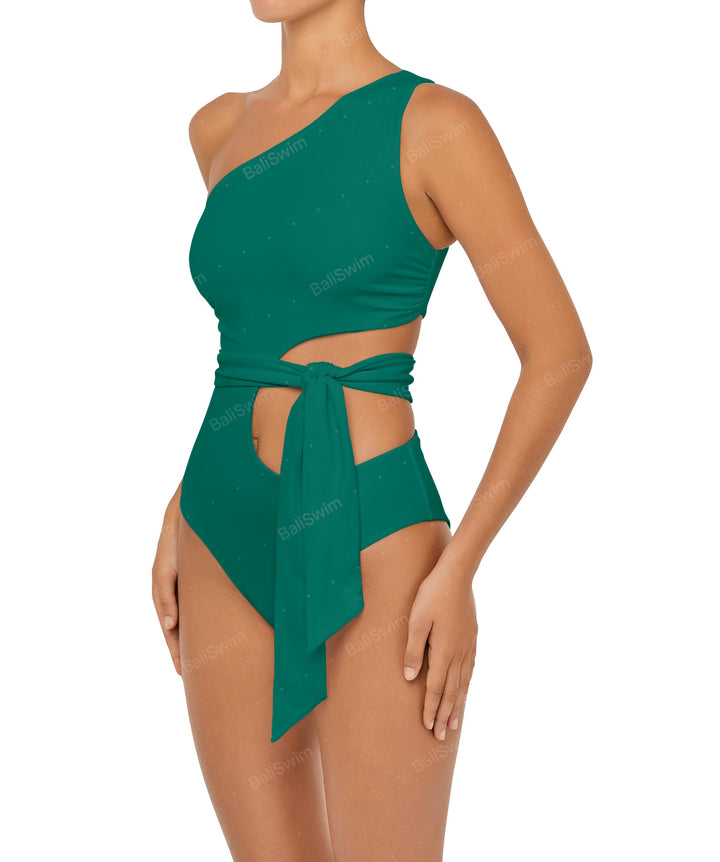 BSWS-S55 Cut Out One Shoulder Swimsuit