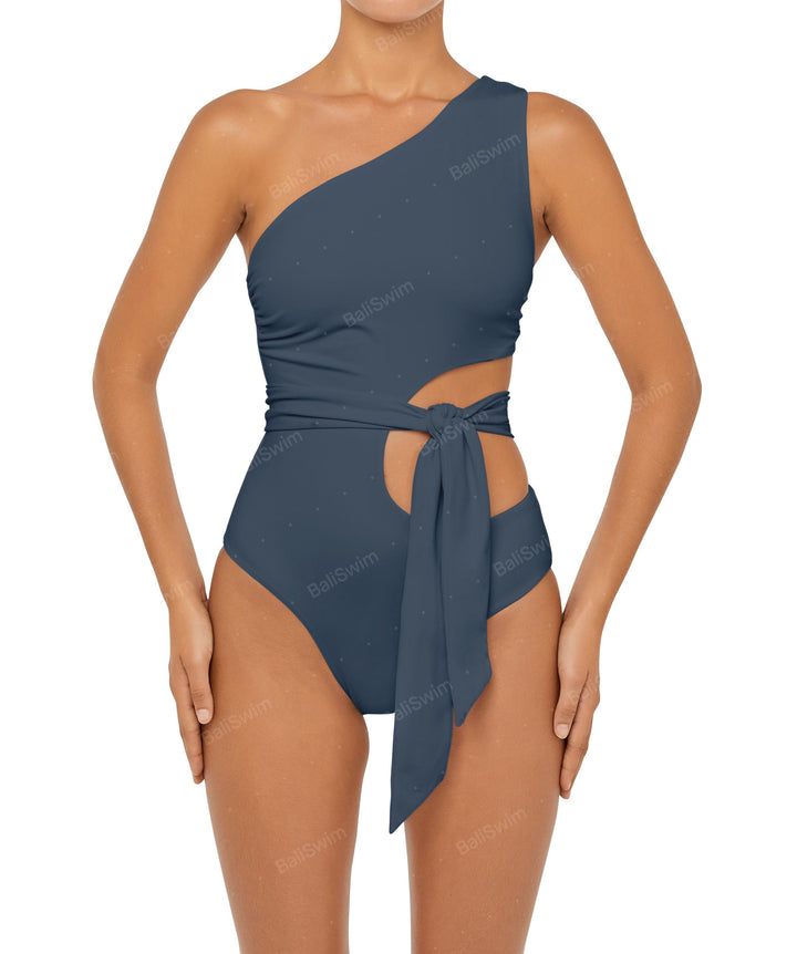 BSWS-S55 Cut Out One Shoulder Swimsuit