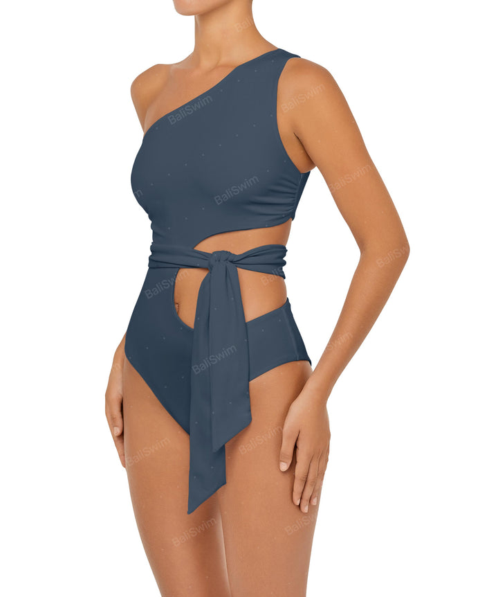 BSWS-S55 Cut Out One Shoulder Swimsuit