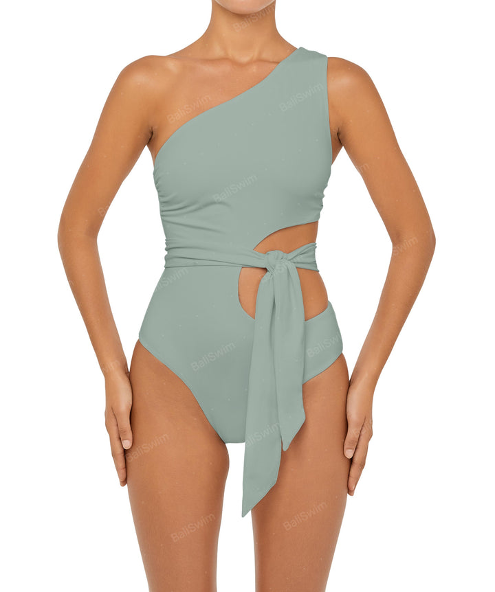 BSWS-S55 Cut Out One Shoulder Swimsuit