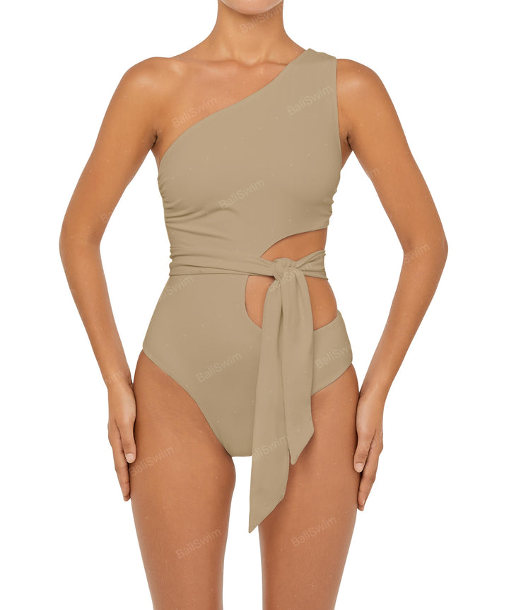 BSWS-S55 Cut Out One Shoulder Swimsuit