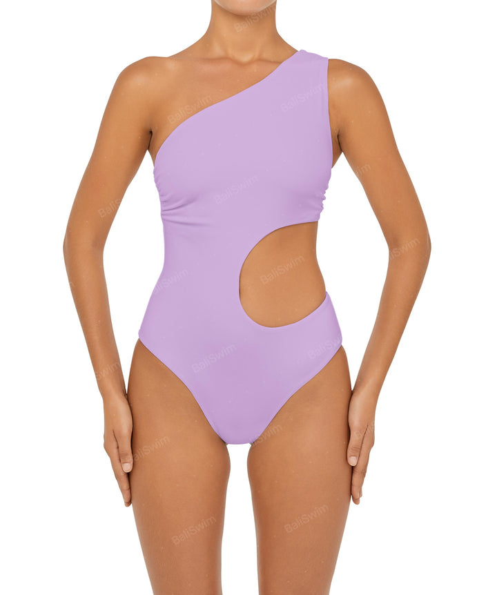 BSWS-S55 Cut Out One Shoulder Swimsuit