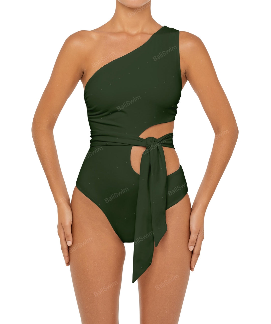 BSWS-S55 Cut Out One Shoulder Swimsuit