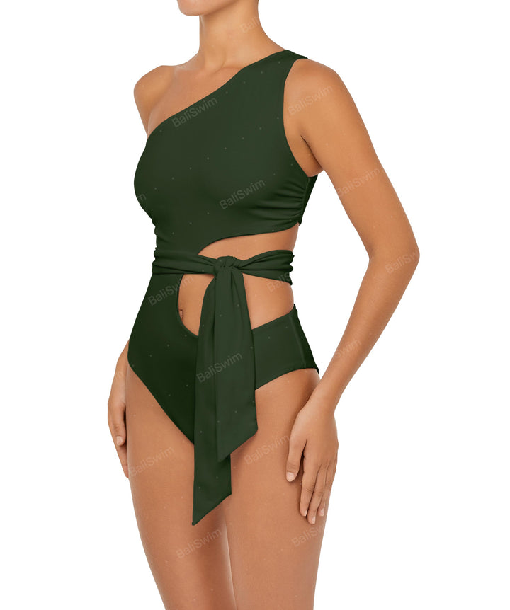 BSWS-S55 Cut Out One Shoulder Swimsuit