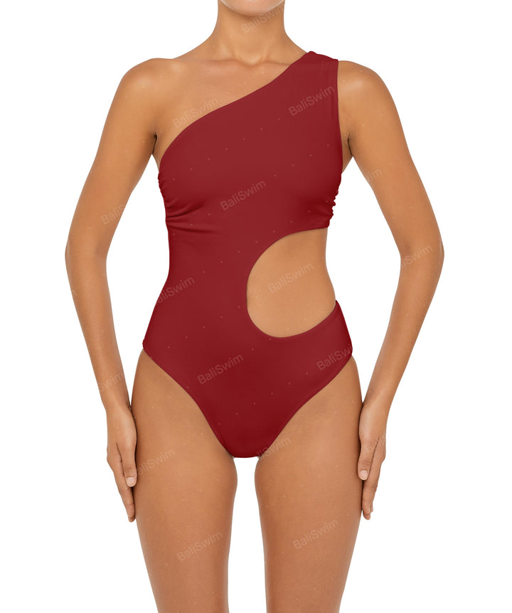 BSWS-S55 Cut Out One Shoulder Swimsuit