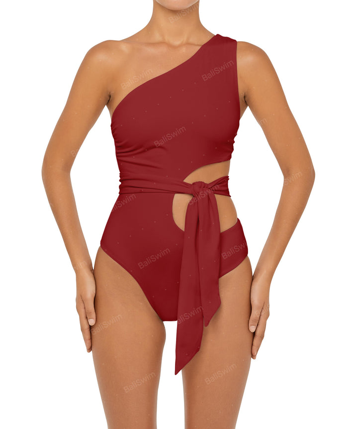 BSWS-S55 Cut Out One Shoulder Swimsuit