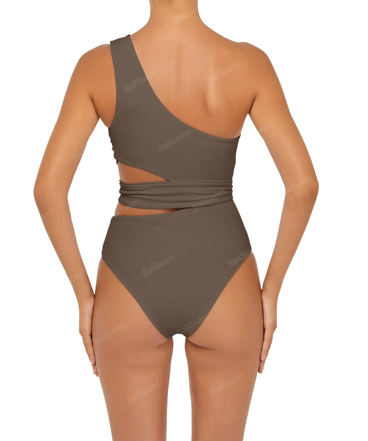 BSWS-S55 Cut Out One Shoulder Swimsuit