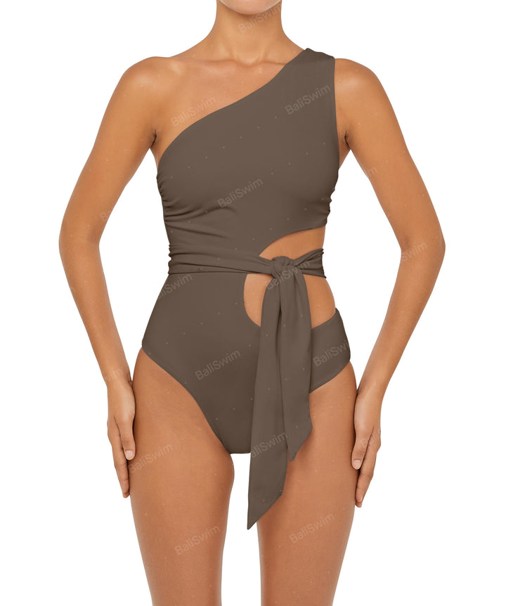 BSWS-S55 Cut Out One Shoulder Swimsuit