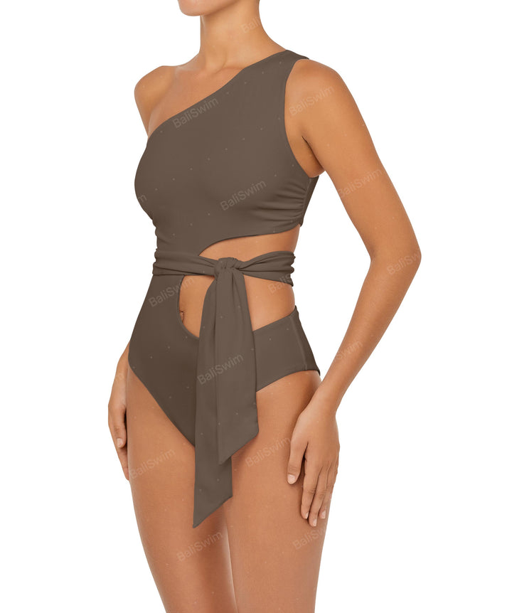 BSWS-S55 Cut Out One Shoulder Swimsuit