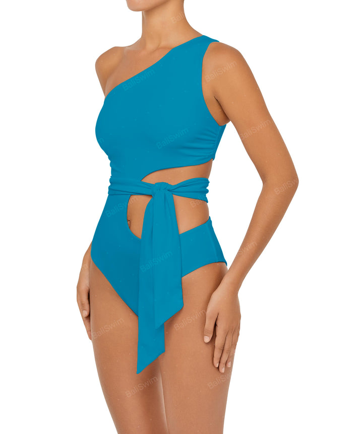 BSWS-S55 Cut Out One Shoulder Swimsuit