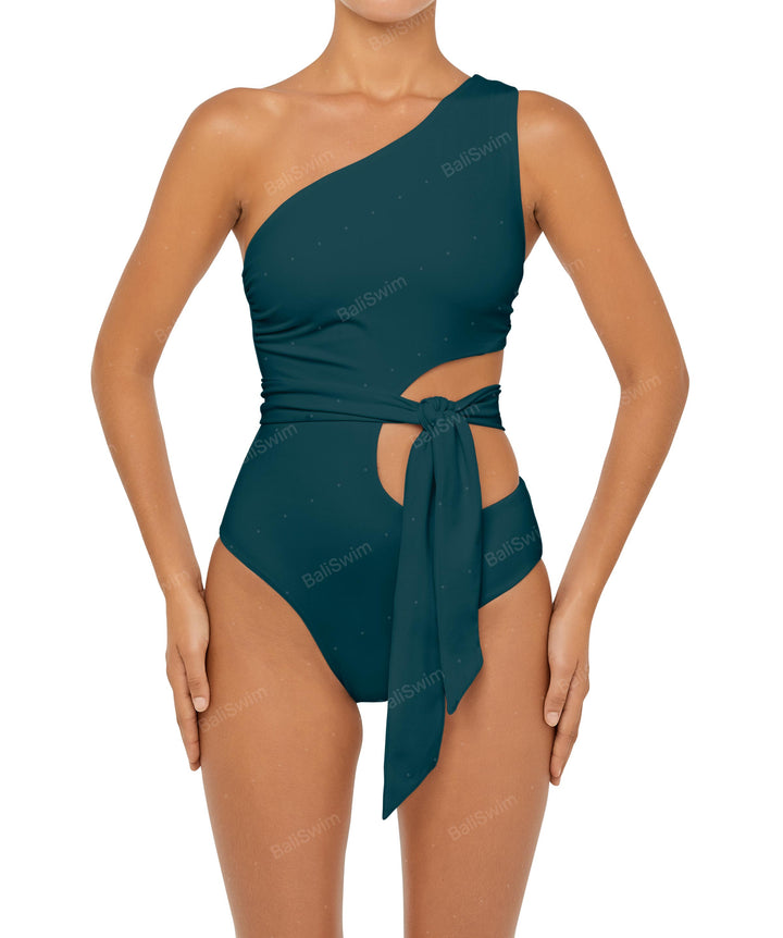 BSWS-S55 Cut Out One Shoulder Swimsuit