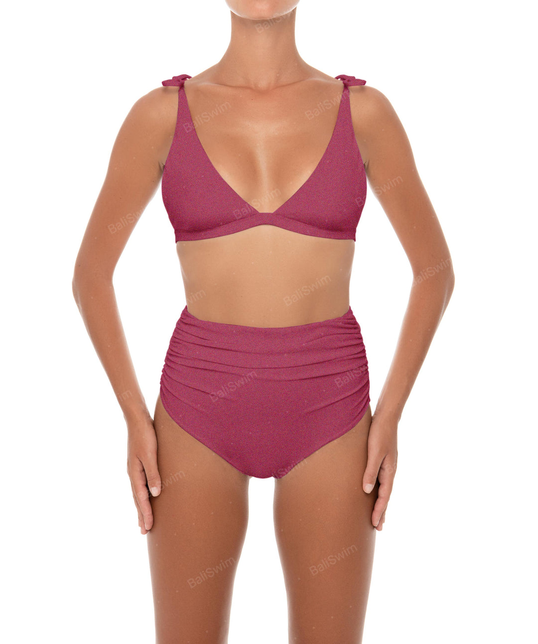 BSWS-B31 Gathered High Rise Bikini Bottom