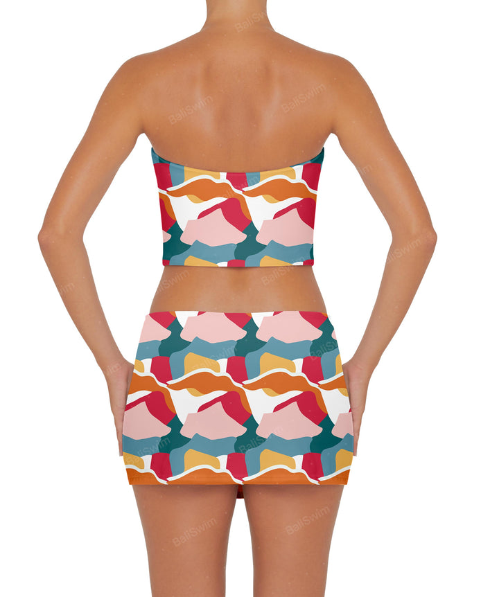 Swim Skirt Bottom Print Abstract Scape (BSWS-B82)