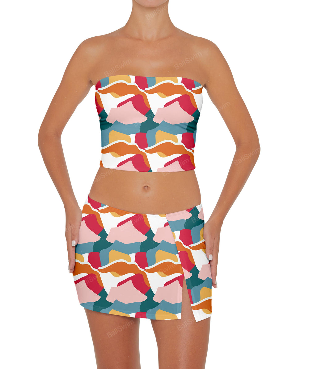 Swim Skirt Bottom Print Abstract Scape (BSWS-B82)