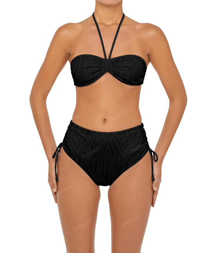 BSWS-B89 Side Ruched High Rise Bikini Bottom