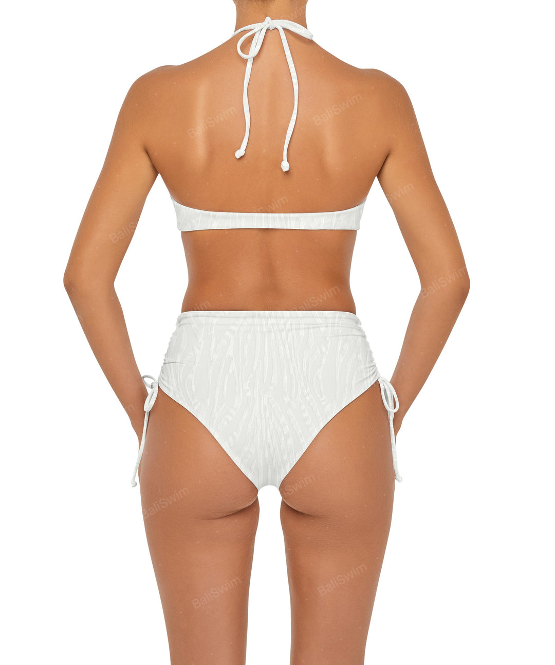 BSWS-B89 Side Ruched High Rise Bikini Bottom