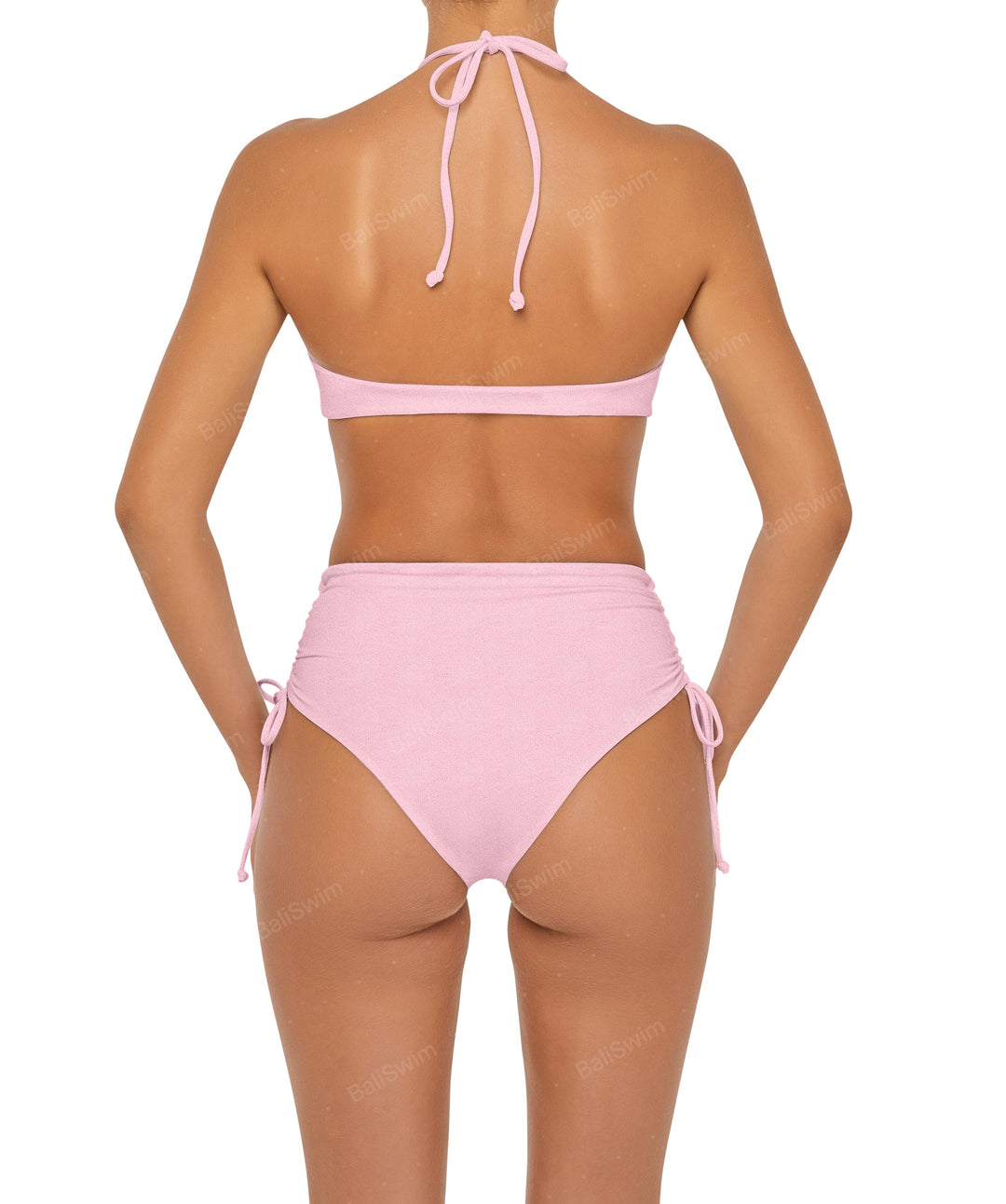 BSWS-B89 Side Ruched High Rise Bikini Bottom