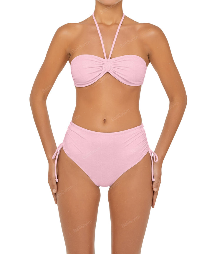BSWS-B89 Side Ruched High Rise Bikini Bottom