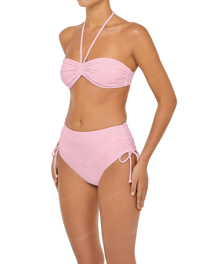 BSWS-B89 Side Ruched High Rise Bikini Bottom