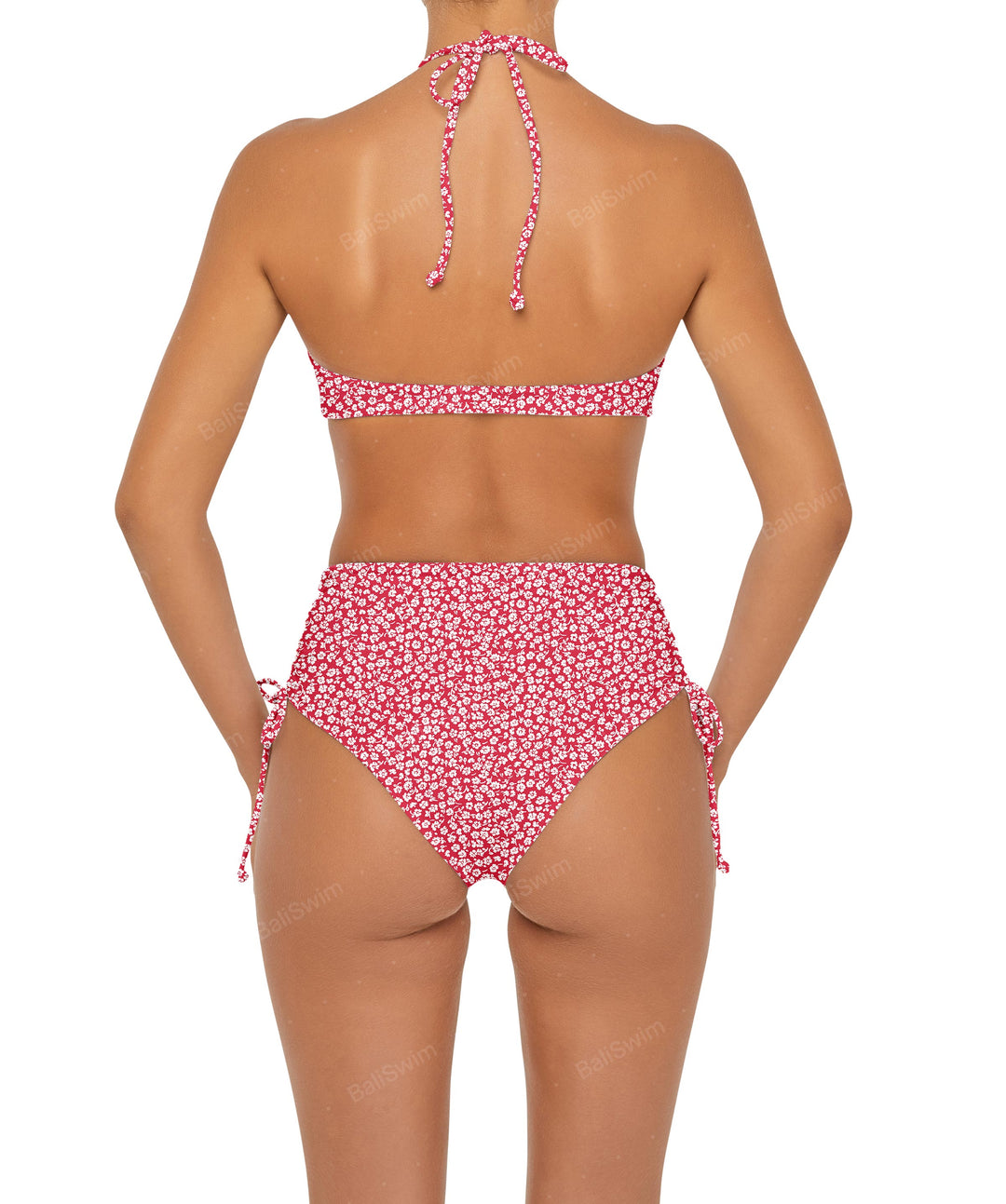 BSWS-B89 Side Ruched High Rise Bikini Bottom