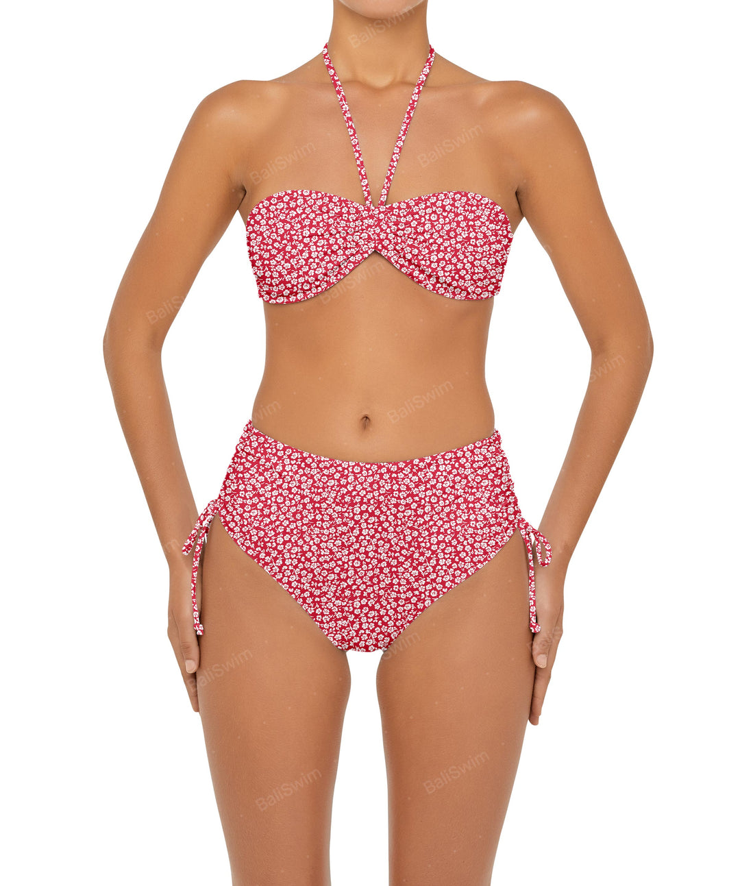BSWS-B89 Side Ruched High Rise Bikini Bottom