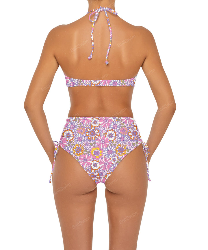 BSWS-B89 Side Ruched High Rise Bikini Bottom