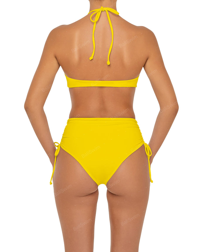 BSWS-B89 Side Ruched High Rise Bikini Bottom
