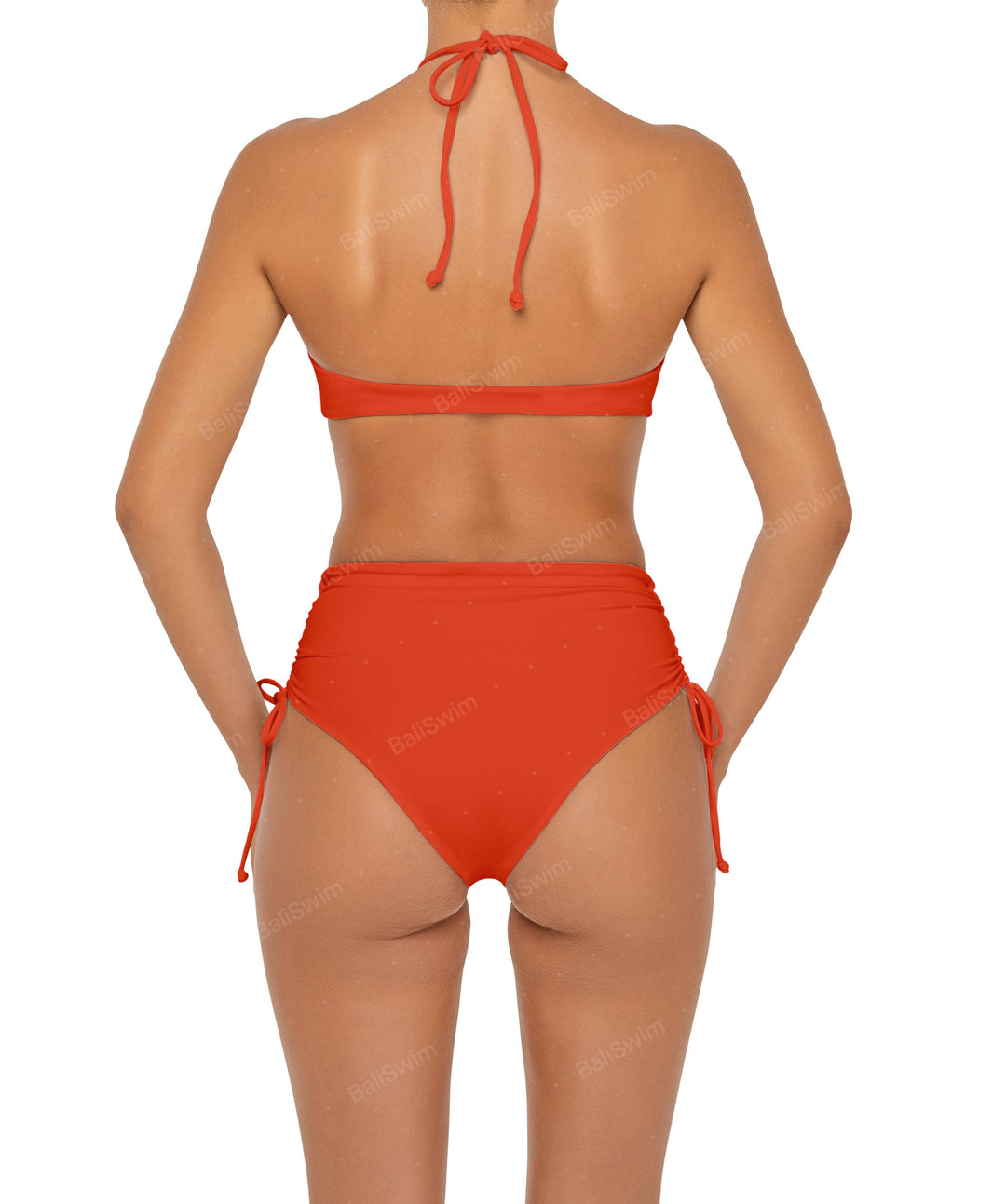 BSWS-B89 Side Ruched High Rise Bikini Bottom