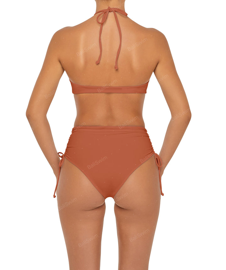 BSWS-B89 Side Ruched High Rise Bikini Bottom