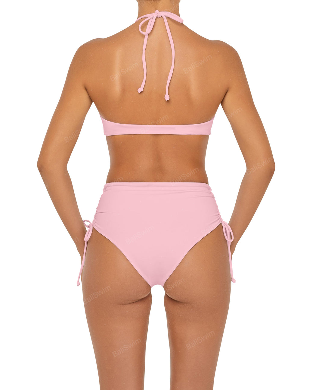 BSWS-B89 Side Ruched High Rise Bikini Bottom