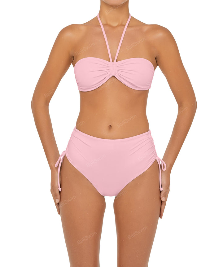 BSWS-B89 Side Ruched High Rise Bikini Bottom