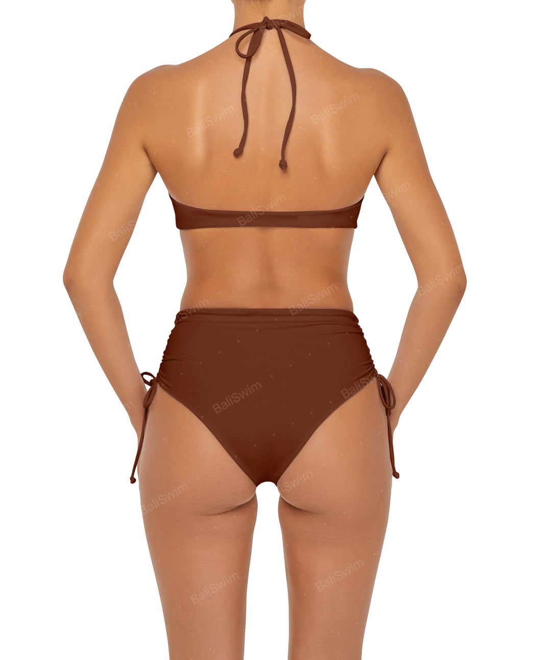 BSWS-B89 Side Ruched High Rise Bikini Bottom