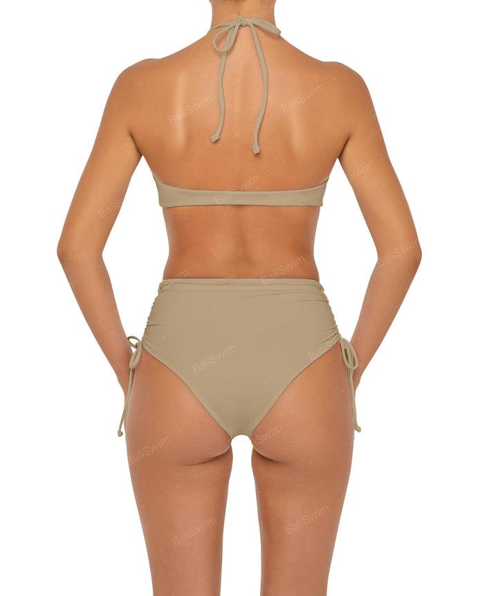 BSWS-B89 Side Ruched High Rise Bikini Bottom