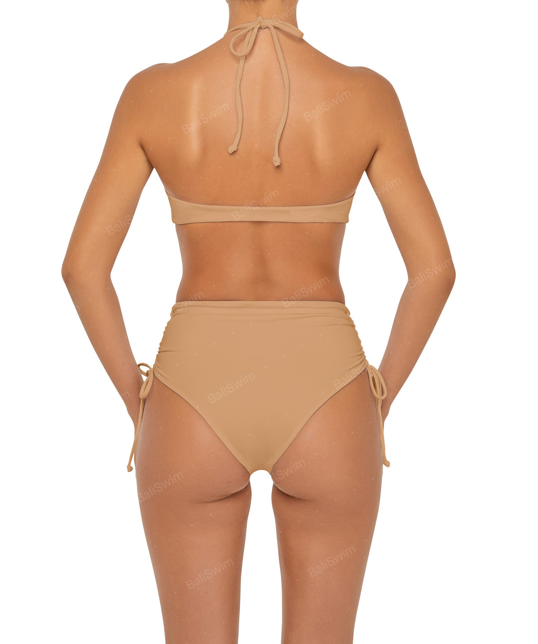 BSWS-B89 Side Ruched High Rise Bikini Bottom