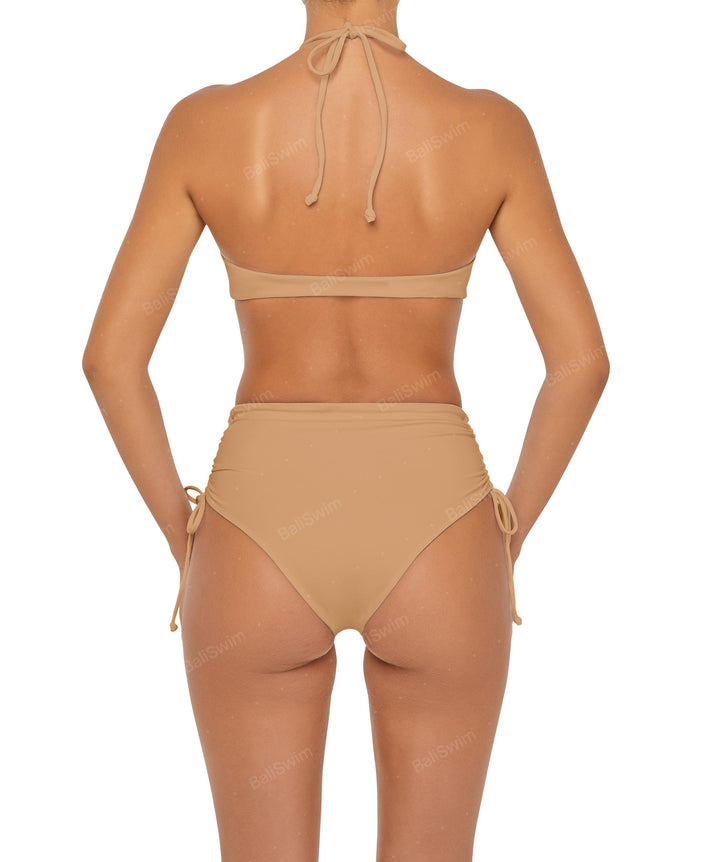BSWS-B89 Side Ruched High Rise Bikini Bottom