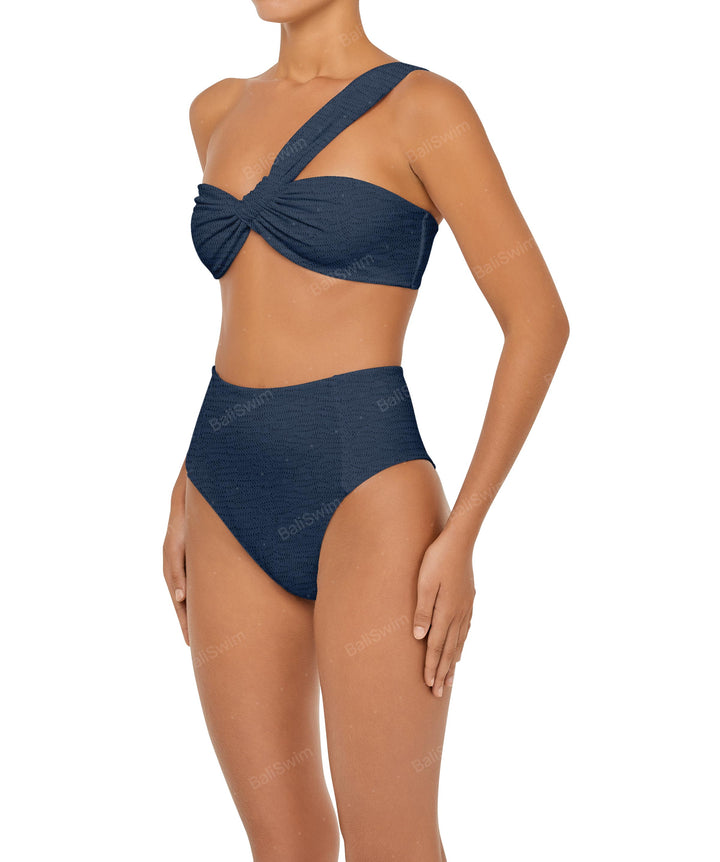 BSWS-T92 Ruched One Shoulder Bikini Top