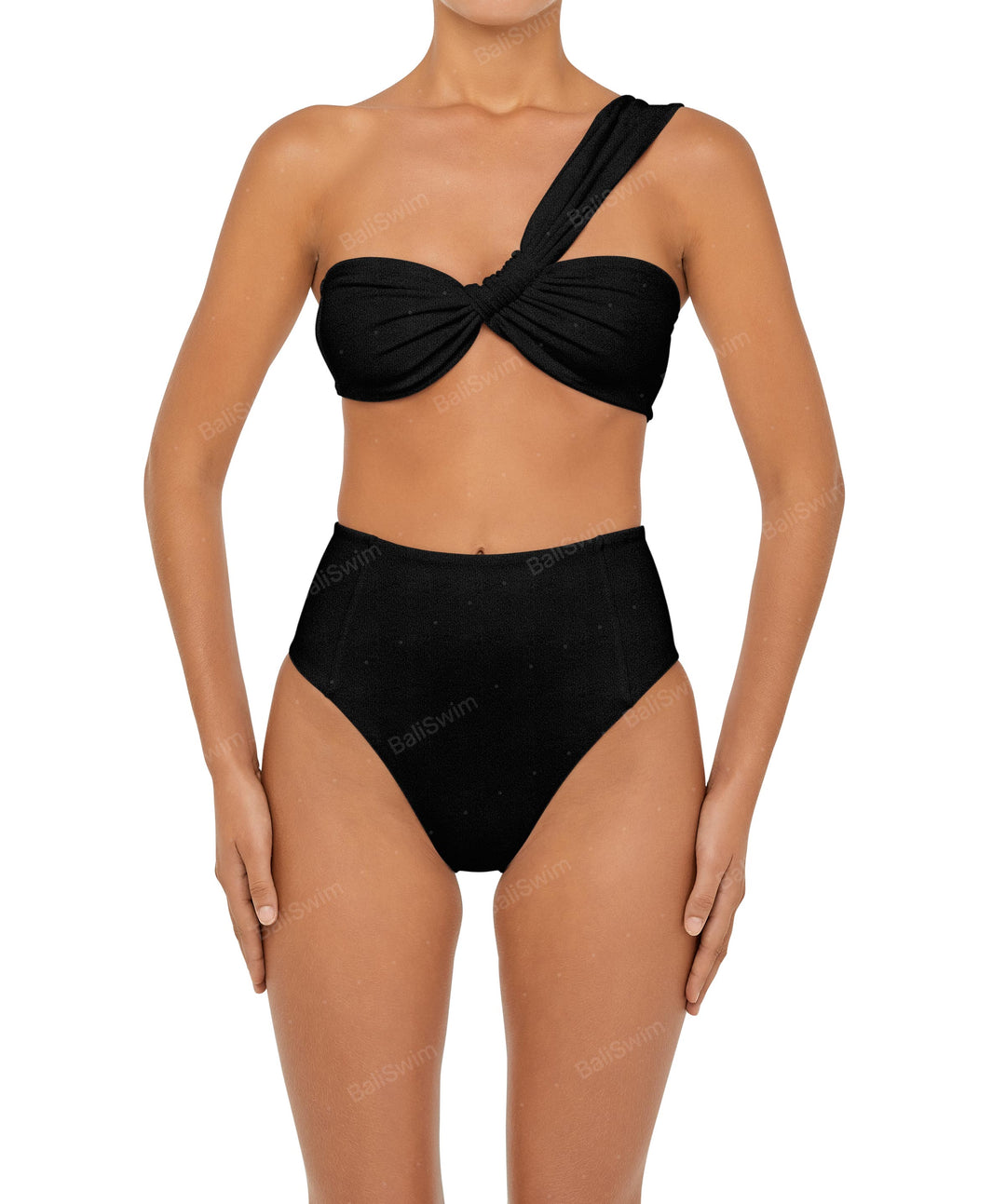 BSWS-T92 Ruched One Shoulder Bikini Top