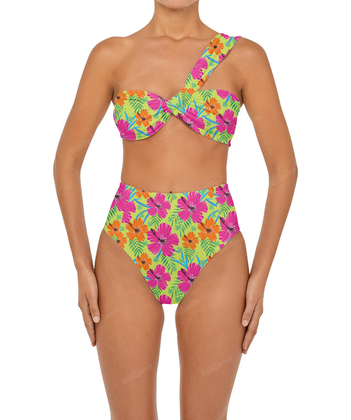 BSWS-T92 Ruched One Shoulder Bikini Top