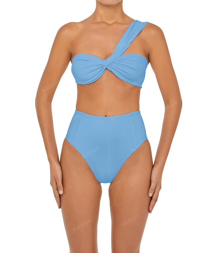 BSWS-T92 Ruched One Shoulder Bikini Top