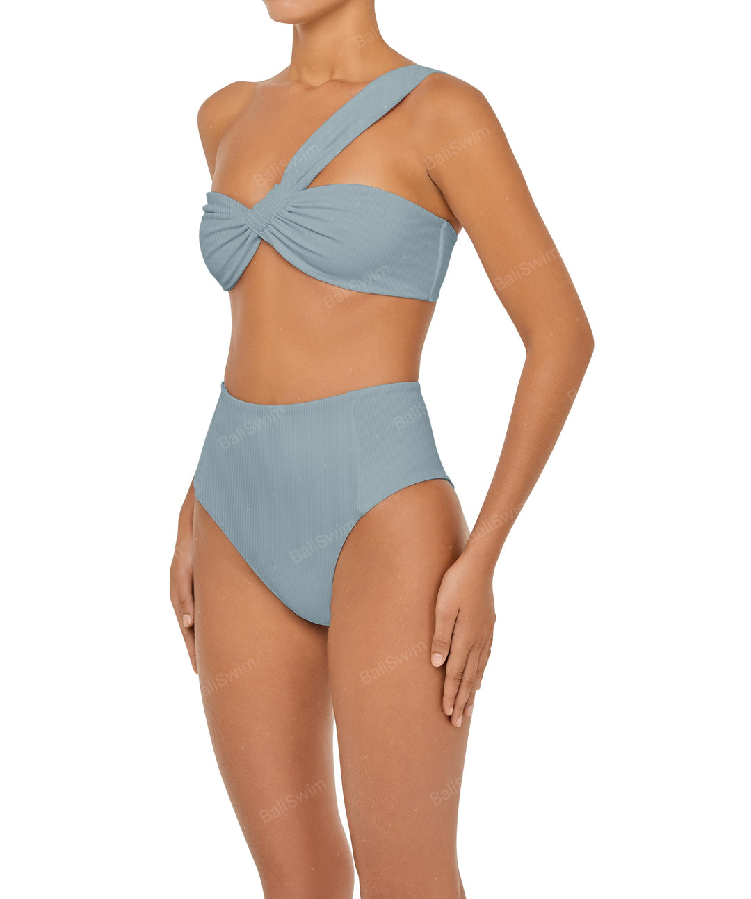 BSWS-T92 Ruched One Shoulder Bikini Top
