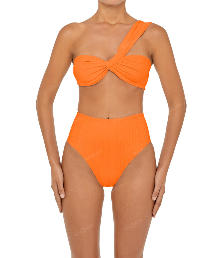 BSWS-T92 Ruched One Shoulder Bikini Top