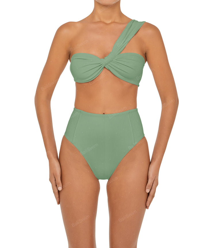 BSWS-T92 Ruched One Shoulder Bikini Top