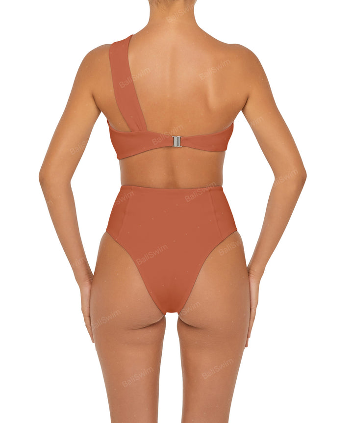 BSWS-T92 Ruched One Shoulder Bikini Top