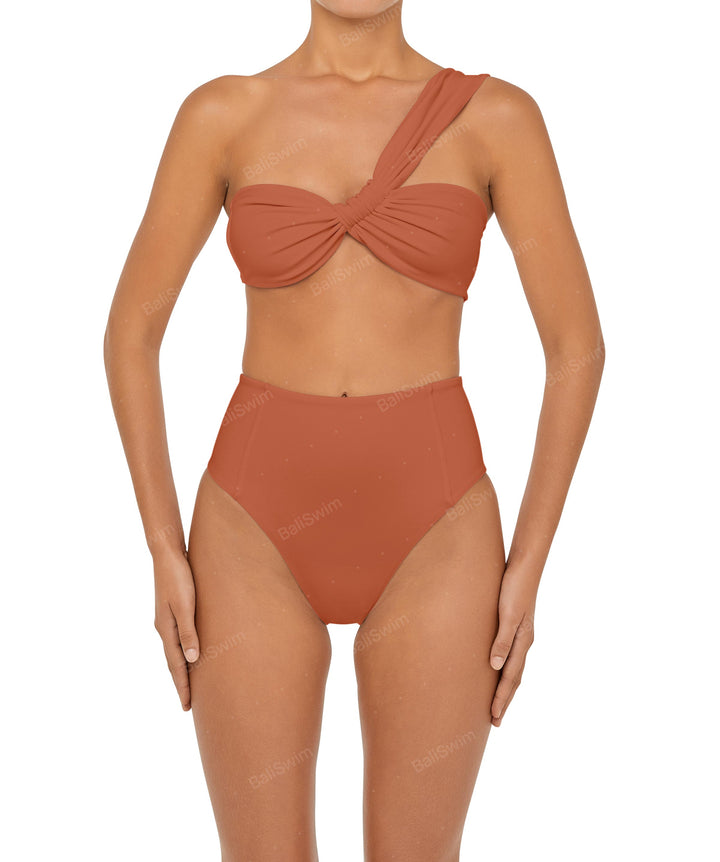 BSWS-T92 Ruched One Shoulder Bikini Top