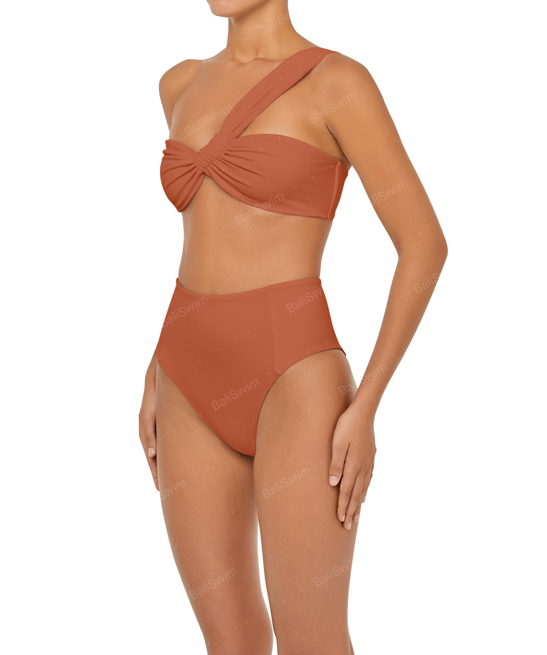 BSWS-T92 Ruched One Shoulder Bikini Top