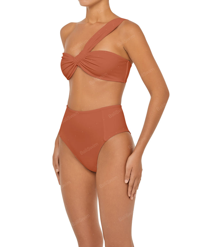 BSWS-T92 Ruched One Shoulder Bikini Top